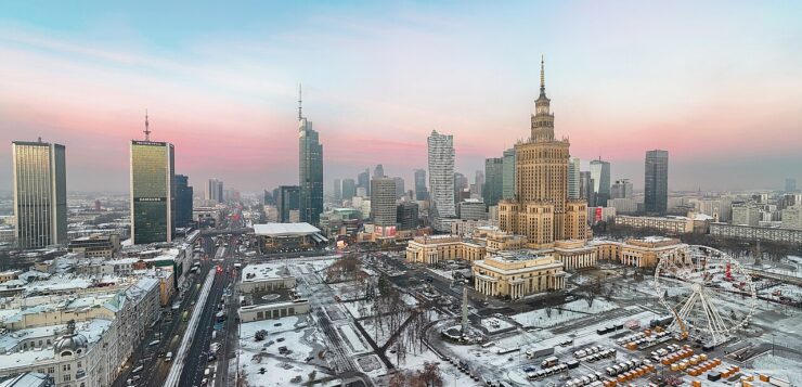 Panorama Varšavy s Palácem kultury a vědy - hlavní město Polska